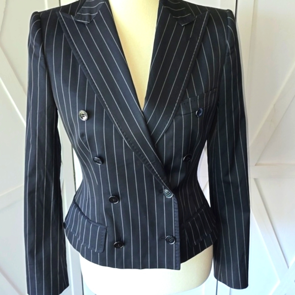 Dolce & Gabbana Black Pinstripe Double-Breasted Blazer